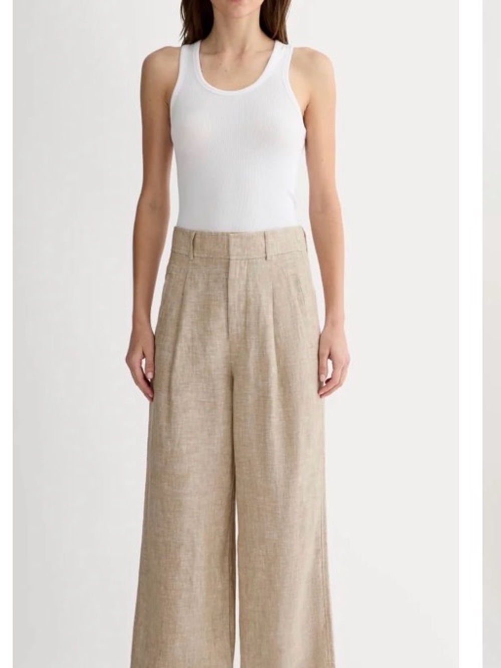 Everlane Wide-Leg Linen Pants in Natural Beige